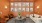 a spacious room with orange walls and with a couch and a coffee table